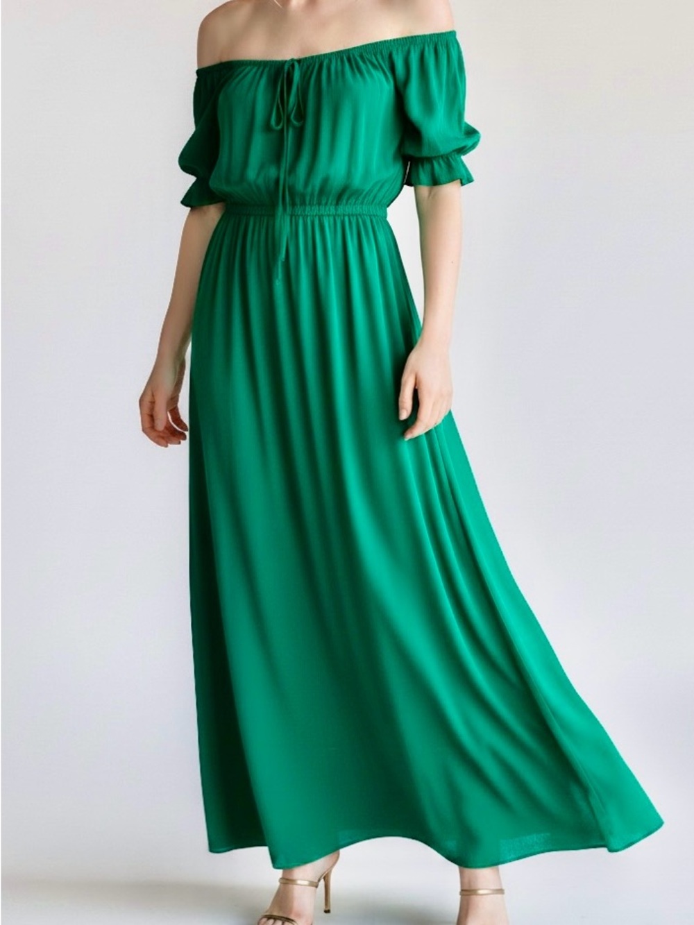SHEIN Green Off-Shoulder Vacay Maxi Dress